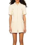 Sandro Jacky Zip Front Tweed Romper