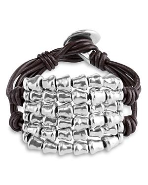 Uno De 50 Tabano Beaded Leather Bracelet