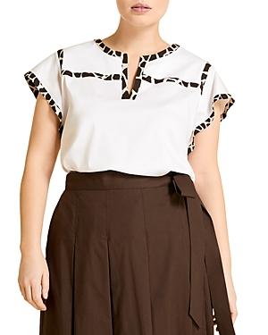 Marina Rinaldi Valido Woven Trimmed Jersey Top