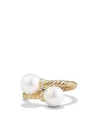 David Yurman Solari Bypass Ring With Pearls And Diamonds In 18k Gold