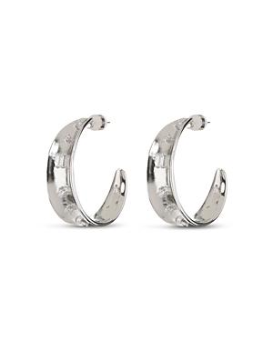 Luv Aj Crystal Statement Hoop Earrings In Silver Tone