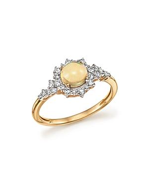 Opal And Diamond Halo Ring In 14k Yellow Gold - 100% Exclusive