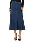 Liverpool Los Angeles Paneled Denim Midi Skirt