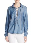 Frame Le Lace-up Chambray Blouse