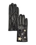 Aqua Star-embroidered Leather Tech Gloves - 100% Exclusive