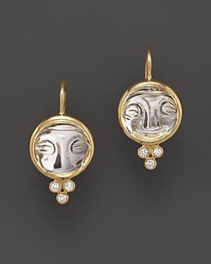 Temple St. Clair 18k Yellow Gold Moonface Earrings With Rock Crystal And Diamond Granulation