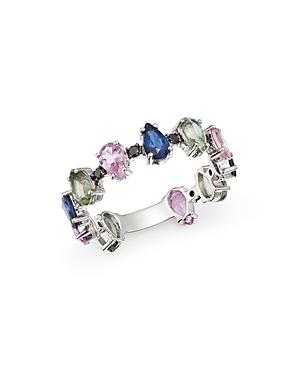Hueb 18k White Gold Spectrum Rainbow Sapphire Band