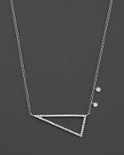 Meira T 14k White Gold Side Triangle Necklace With Diamonds, 16