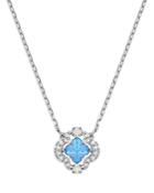 Swarovski Sparking Dance Blue Crystal Clover Pendant Necklace In Rhodium Plated, 14.87-16.5