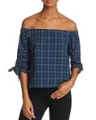 Bailey 44 Off-the-shoulder Plaid Top