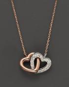 Diamond Interlocking Heart Pendant In 14k Rose And White Gold, .11 Ct. T.w.