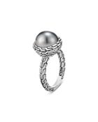 John Hardy Sterling Silver Classic Chain Cultured Tahitian Pearl Ring