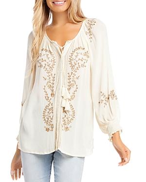 Karen Kane Embroidered Gauze Peasant Top
