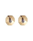 Alexis Bittar Oval Stone Hexagon Stud Earrings