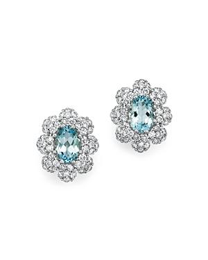 Aquamarine And Diamond Earrings In 14k White Gold - 100% Exclusive