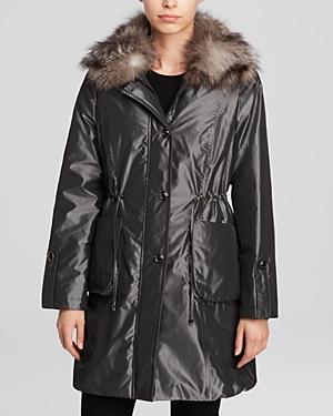 Grayse Trench Coat With Fur Collar