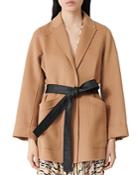 Maje Gwen Coat With Faux Leather Belt