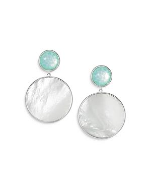 Ippolita Sterling Silver Wonderland Stone & Shell Snowman Earrings In Celery Doublet & Mother-of-pearl Slice
