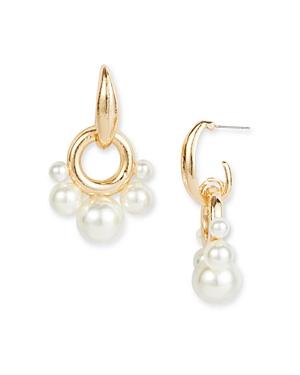 Aqua Imitation Pearl Ring Charm Huggie Hop Earrings - 100% Exclusive