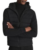 Reiss Denman Quilted Knitted Hybrid Hooded Jacket