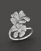 Diamond Floral Pave Ring In 14k White Gold, 1.05 Ct. T.w.