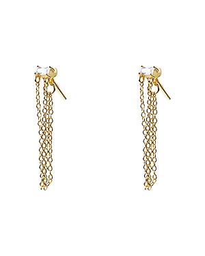 Argento Vivo Baguette Cubic Zirconia Double Chain Drop Earrings In 14k Gold Plated