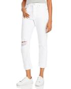 Frame Le Beau Ripped Straight-leg Jeans In Blanc Drive Rips