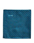 Eton Petrol Floral Grid Silk Pocket Square