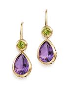 Amethyst And Peridot Drop Earrings In 14k Yellow Gold - 100% Exclusive