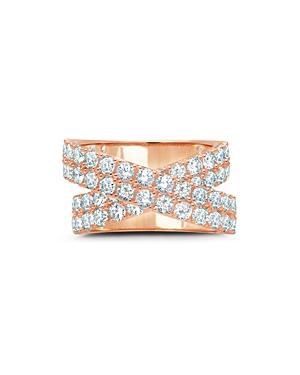 Crislu Double Stardust Statement Ring In Platinum-plated Sterling Silver, 18k Rose Gold-plated Sterling Silver Or 18k Gold-plated Sterling Silver