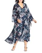 City Chic Plus Luna Floral Maxi Wrap Dress