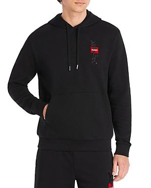 Hugo Doplin Cotton Logo Embroidered Relaxed Fit Hooded Sweatshirt