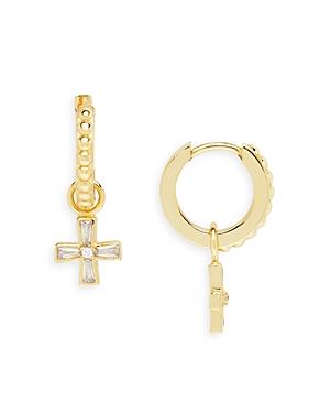 Argento Vivo Modern Relic Cross Huggie Earrings