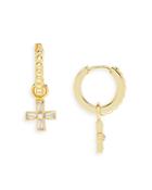 Argento Vivo Modern Relic Cross Huggie Earrings