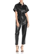 Bardot Belted Faux Leather Boilersuit