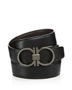 Salvatore Ferragamo Men's Double Gancini Pebbled Leather Belt