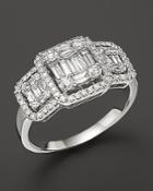 Diamond Pave And Baguette Ring In 14k White Gold, .75 Ct. T.w.