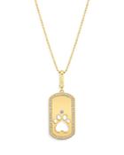 Graziela Gems 14k Yellow Gold Pawsitivity Diamond Cutout Paw Dog Tag Pendant Necklace, 20