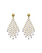 Gurhan 24k/22k/18k Yellow Gold & Platinum Pink Sapphire Chandelier Earrings