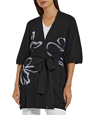 Misook Printed Tie Waist Jacket