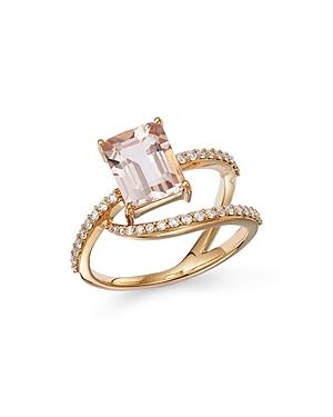 Hueb 18k Yellow Gold Spectrum Diamond & Morganite Ring