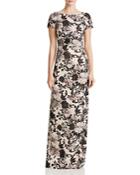 Adrianna Papell Petites Floral Matelasse Gown