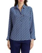 Gerard Darel Carlton Printed Silk Collared Top