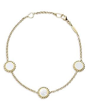 Lagos 18k Yellow Gold Covet Mother Of Pearl Trio Beaded Frame Chain Bracelet