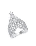 Bloomingdale's Diamond Princess & Round Cut Chevron Ring In 14k White Gold, 1.5 Ct. T.w. - 100% Exclusive