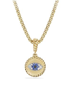 David Yurman Evil Eye Amulet With Diamonds And Blue Sapphire In 18k Gold