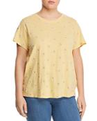 Lucky Brand Plus Daisy Embroidered Tee