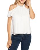 Belldini Clip Dot Chiffon Off The Shoulder Top