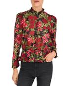 The Kooples Painted Roses Embroidered Silk Blouse