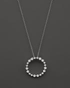 Diamond Circle Pendant Necklace In 14k White Gold, 1.0 Ct. T.w.